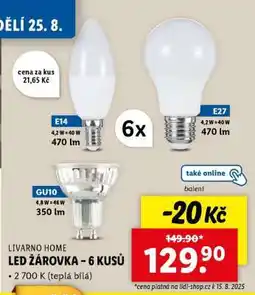 Lidl LIVARNO HOME LED žárovka – 6 kusů nabídka