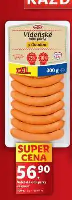 Lidl Vídeňské mini párky s Goudou nabídka