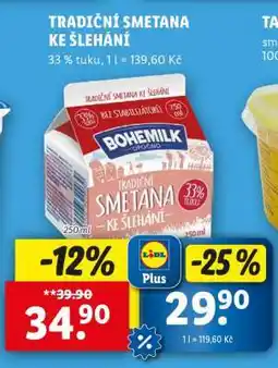 Lidl Tradiční smetana ke šlehání nabídka