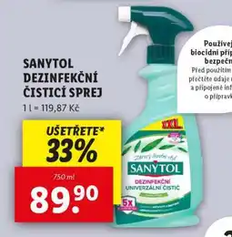 Lidl SANYTOL DEZINFEKČNÍ ČISTICÍ SPREJ nabídka