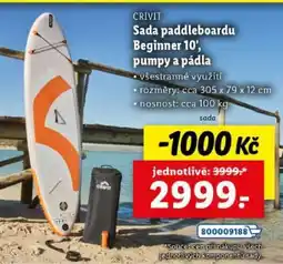 Lidl CRIVIT SADA PADDLEBOARDU BEGINNER 10, PUMPY A PÁDLA nabídka