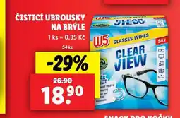 Lidl W5 čistící ubrousky na brýle nabídka