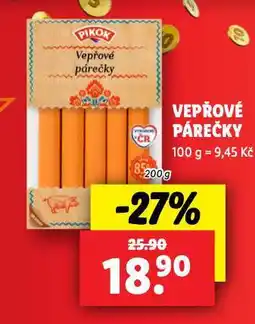 Lidl Vepřové párečky nabídka