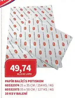 Kubík potraviny Papír balící s potiskem nabídka