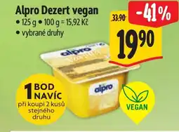 Albert Alpro Dezert vegan nabídka