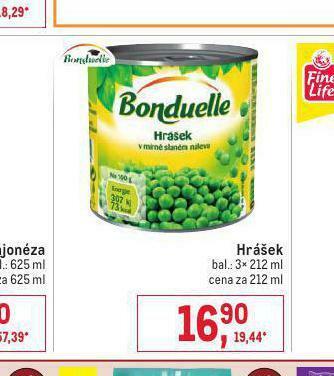 Makro Bonduelle hrášek nabídka