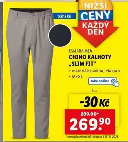 Lidl ESMARA MEN CHINO KALHOTY „SLIM FIT“ nabídka