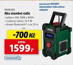 Lidl PARKSIDE AKU STAVEBNÍ RÁDIO nabídka