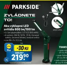 Lidl Parkside Aku výklopné LED svítidlo 800 lm/100 lm nabídka