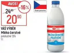 Globus VÁŠ VÝBĚR Mléko čerstvé polotučné 1,5% nabídka