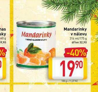 Billa Mandarinky v nálevu nabídka