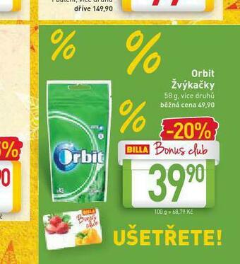 Billa Orbit žvýkačky nabídka