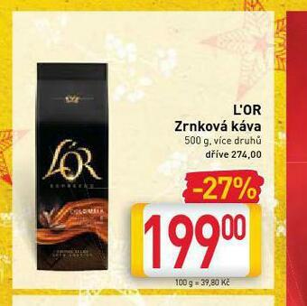 Billa L´or zrnková káva nabídka