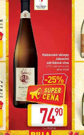Billa Habánské sklepy jakostní odrůdová vína nabídka