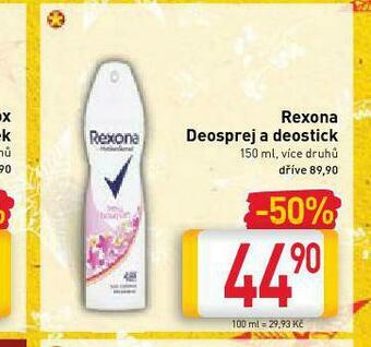 Billa Rexona deosprej a deostick nabídka
