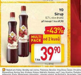 Billa Yo sirup nabídka