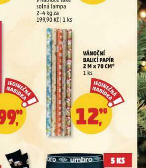 Penny Market Vánoční balicí papír nabídka