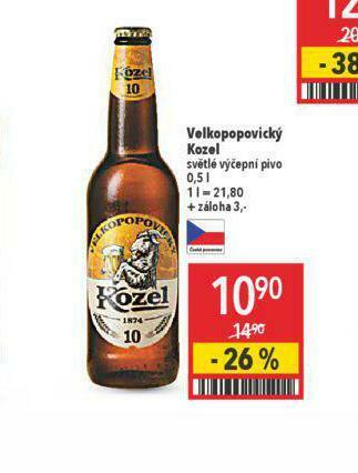 Globus Pivo velkopopovický kozel 10 nabídka