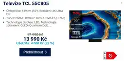Datart Televize TCL 55C805 nabídka