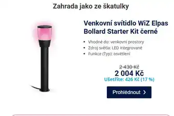 Datart Venkovní svítidlo WiZ Elpas Bollard Starter Kit černé nabídka