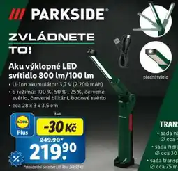 Lidl Parkside Aku výklopné LED svítidlo 800 lm/100 lm nabídka