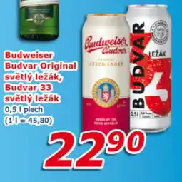 ESO MARKET Budweiser budvar original světlý ležák, budvar 33 světlý ležák nabídka