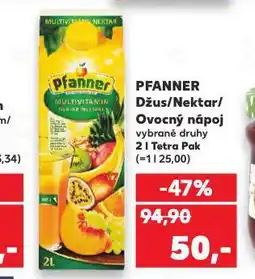 Kaufland Pfanner džus, nektar a nápoj nabídka