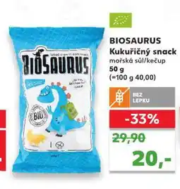 Kaufland Biosaurus kukuřičný snack nabídka