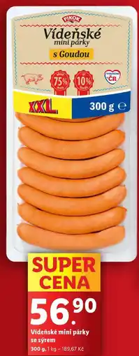 Lidl Vídeňské mini párky se sýrem, 300 g nabídka