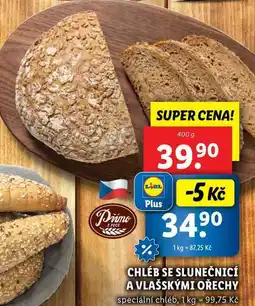 Lidl CHLÉB SE SLUNEČNICÍ A VLAŠSKÝMI OŘECHY, 400 g nabídka