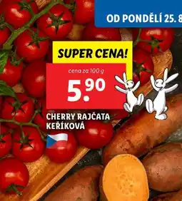 Lidl CHERRY RAJČATA KEŘÍKOVÁ, cena za 100 g nabídka
