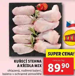 Lidl KUŘECÍ STEHNA A KŘÍDLA MIX, cena za 1 kg nabídka