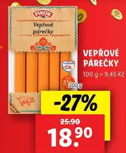 Lidl VEPŘOVÉ PÁREČKY, 200 g nabídka