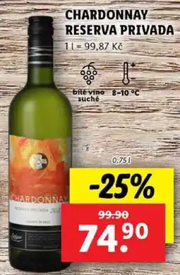 Lidl CHARDONNAY RESERVA PRIVADA, 0,75 l nabídka