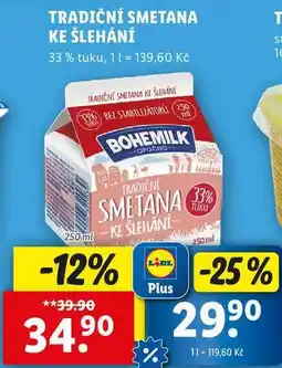 Lidl TRADIČNÍ SMETANA KE ŠLEHÁNÍ, 250 ml nabídka