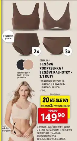 Lidl BEZEŠVÁ PODPRSENKA/BEZEŠVÉ KALHOTKY - 2/3 KUSY nabídka