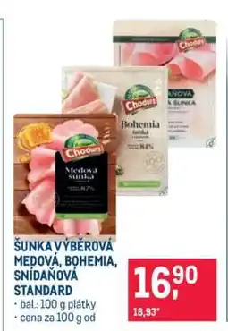 Makro ŠUNKA VÝBĚROVÁ MEDOVÁ, BOHEMIA, SNÍDAŇOVÁ STANDARD nabídka