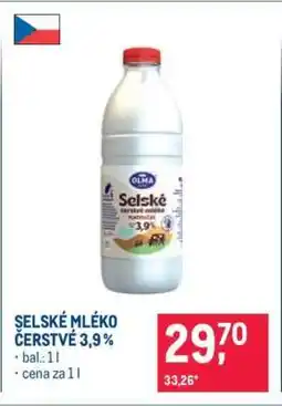 Makro Selské mléko čerstvé 3,9 % nabídka