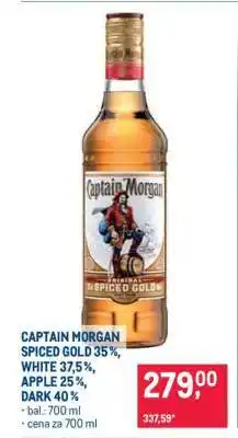 Makro CAPTAIN MORGAN SPICED GOLD 35%, WHITE 37,5%, APPLE 25%, DARK 40% nabídka