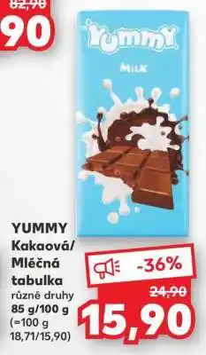 Kaufland YUMMY Kakaová/Mléčná tabulka nabídka