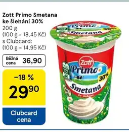 Tesco ZOTT Primo Smetana ke šlehání 30% nabídka