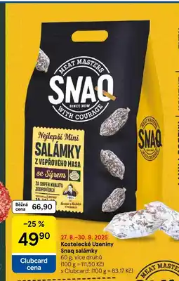Tesco Kostelecké Uzeniny Snaq salámky nabídka