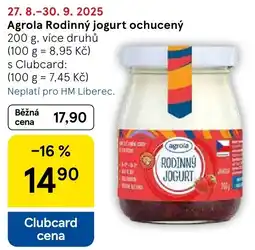 Tesco Agrola Rodinný jogurt ochucený nabídka