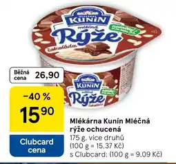 Tesco Mlékárna Kunín Mléčná rýže ochucená nabídka