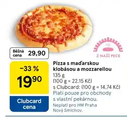 Tesco Pizza s maďarskou klobásou a mozzarellou nabídka