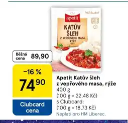 Tesco Apetit Katův šleh z vepřového masa, rýže nabídka