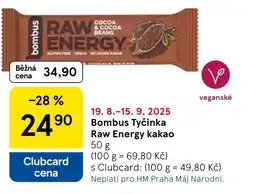 Tesco Bombus Tyčinka Raw Energy kakao nabídka