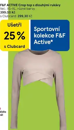 Tesco F&F ACTIVE Crop top s dlouhými rukávy nabídka