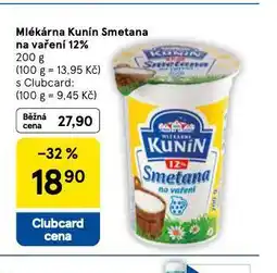 Tesco Kunín smetan na vaření 12% nabídka