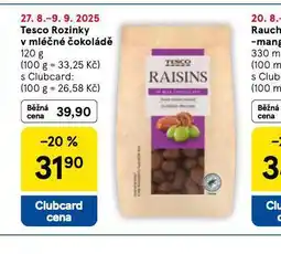 Tesco Rozinky v mléčné čokoládě nabídka
